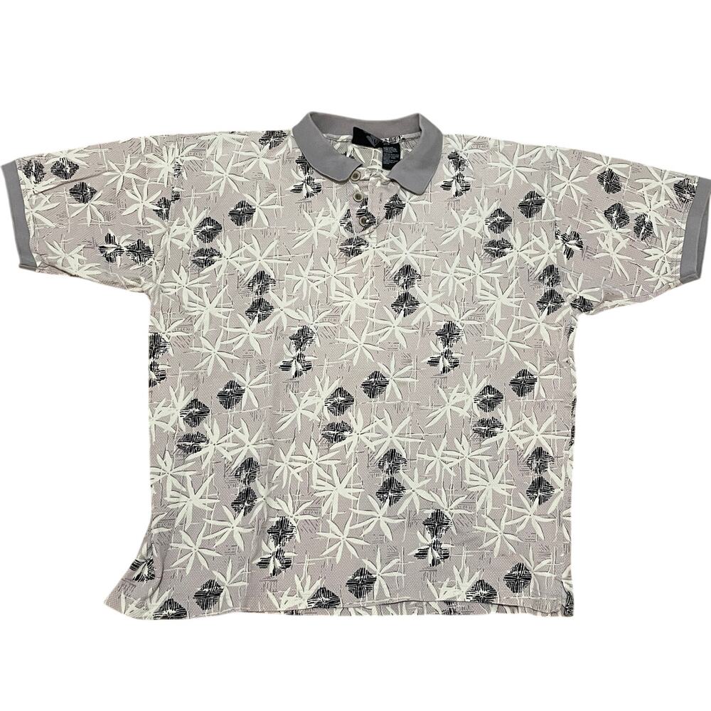 VTG OP Ocean Pacific Sport Men's Large Gray Cotton All Over Floral Print 90s Y2K